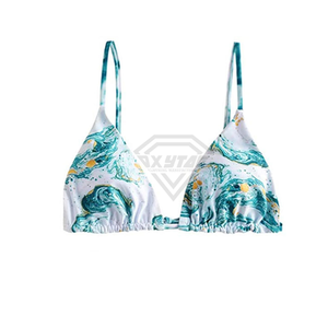 Women's Two Piece Bikini Set Digital Print Tie Side Bottoms Triangle Top <b>Stretch</b> Swimwear Beachwear Bikini Sets Customized - Product Image 3
