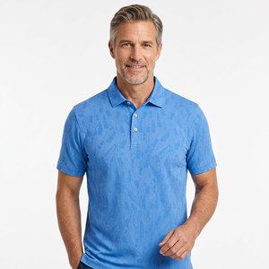 Polo décontracté à manches courtes en tricot bleu imprimé pour homme - Product Image 6
