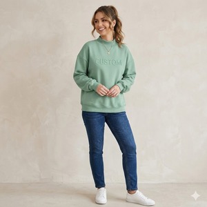 Oversized Lightweight Women's <b>Drop</b> Shoulder Mock Neck Sweatshirts Comfortable Breathable Windproof OEM Service - Product Image 6
