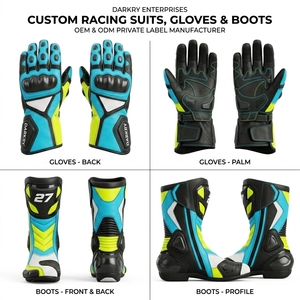 Combinaison de course en cuir pour moto personnalisée, équipement de pilotage pour la piste, bottes et gants inclus, vente en gros, fournisseur d'équipements de protection DARKRY - Product Image 4