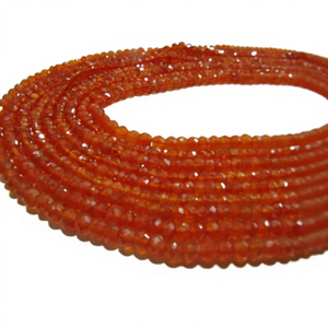 Cuentas de cornalina natural facetadas en forma de rondel de 3-4 mm, hilo de piedras preciosas de 13 pulgadas de largo - Product Image 4
