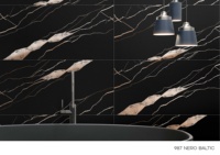 Carrelage en céramique de porcelaine noire moderne, poli, brillant, 600x600mm, 10mm d'épaisseur, résistant aux acides, pour la décoration des sols et des murs (S)
