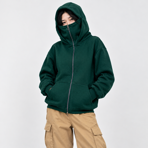 Vente en gros de sweats à capuche balaclava double pour femmes, en polyester et coton, avec fermeture éclair intégrale, pour un usage décontracté, dotés d'une capuche superposée et d'un tissu doux - Product Image 6