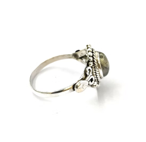 Oval <b>Labradorite</b> Sterling Silver Statement <b>Ring</b> Handmade Filigree Statement Jewelry For Unisex - Product Image 2