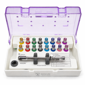 Kit de Destornilladores Protésicos para Implantes Dentales, 16 Destornilladores Codificados por Color con Adaptador de Trinquete de Torque y Estuche de Almacenamiento - Product Image 1