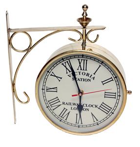 Station and Street <b>Wall</b> <b>Clock</b> Double Sided Nautical Antique <b>Clock</b> Brass <b>Silent</b> Roman <b>Wall</b> Hanging <b>Clock</b> Supplies - Product Image 1