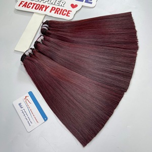 ผมต่อแบบเวฟท์คุณภาพหรูหรา เกรดพรีเมียม สีแดงไวน์ ผมตรงแบบ Bone Straight ทำจากผมแท้ - Product Image 5