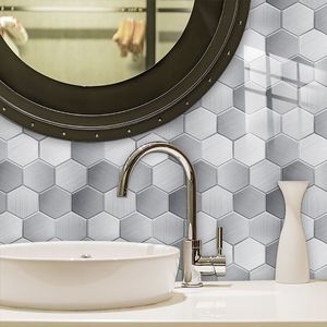 12 pezzi Stick esagonale adesivo tessere mosaico PVC Stick carta da parati per cucina bagno soggiorno decorazione impermeabile - Product Image 5