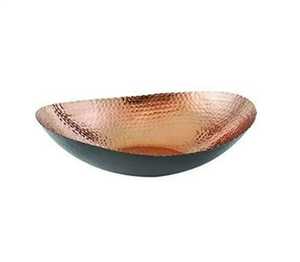 Bol de service de luxe bicolore en cuivre martelé avec intérieur en acier inoxydable, bol à salade de fruits en métal or rose, vaisselle moderne - Product Image 2