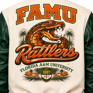 Veste universitaire FAMU en gros, fournisseur de vestes HBCU brodées sur mesure, veste FAMU Rattlers de qualité supérieure - Product Image 4