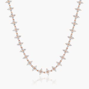 Rose Gold Blossom Lab-Grown Diamond Tennis <b>Necklace</b> Women's Luxury Filled - Product Image 5