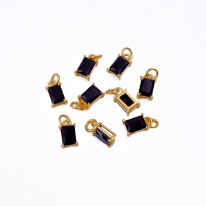 Noir Onyx Pierre De Naissance Pierre Précieuse Baguette Facettes Plaqué Or Prong Ensemble Pendentif Charme À La Main Bijoux Pierre Connecteur En Gros - Product Image 5