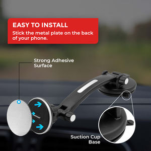 Support magnétique réglable pour téléphone portable Roadpower (RP-MH-536-BK) pour voiture, avec ventouse à bras long et rotation à 360° °   Rotation et adhérence puissante - Product Image 2