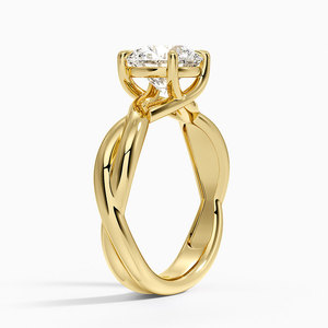 Anillo de compromiso de diamantes retorcidos de tres piedras con solitario de cuatro puntas - Product Image 2
