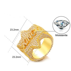 <b>Mens</b> 925 <b>Silver</b> Lab Grown Diamond <b>Ring</b> Gold Tone Iced Out Geometric Statement <b>Ring</b> Luxury Bold Fashion Gift <b>Ring</b> for <b>Men</b> - Product Image 6