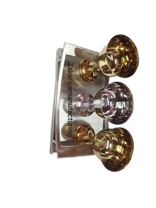 Luxury Gold & Silver Plated Brass Chalice Set with Curved Serving Tray – Elegant Metal Communion Wine <b>Goblets</b> for Home & Bar - Product Image 5