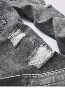 Chemise en jean slim respirante pour homme, manches longues, col rabattu, 100 % coton, délavage moyen, style décontracté, toutes saisons - Product Image 3