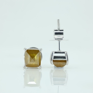 Sultanite Rectangle Shape Gold Plated 925 Sterling Silver <b>Stud</b> Earrings Handcrafted Wedding Jewelry - Product Image 5