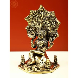 Handmade 6-Inch Small Brass Dakshinamurthy <b>Shiva</b> <b>Statue</b> Home Decor Item Made in India - Product Image 2