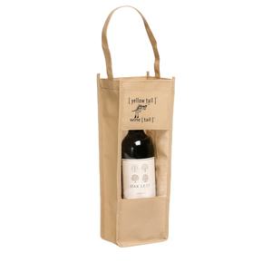 Sac pour bouteille de vin en satin de jute à logo personnalisé avec poignée fourre-tout Cadeaux de toile de jute biodégradables Promotions d'épicerie Caractéristique de sérigraphie - Product Image 1