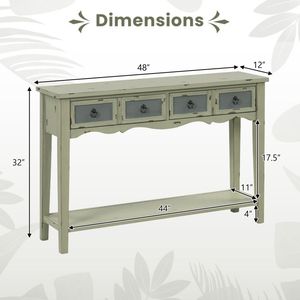 Consolle da 48 pollici in stile rustico con 2 cassetti e ripiano aperto per corridoio - Product Image 5