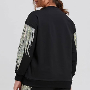 Women's Winter Casual Rhinestone Sweatshirt Luxury Fashion Neck <b>Hoodie</b> Front Custom Design Street Sweet Cool Drilling <b>Bear</b> 100% - Product Image 2