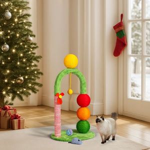 29in <b>Cat</b> <b>Tree</b> Tower with Sisal Scratcher Balls Cute Indoor <b>Cat</b> <b>Scratching</b> <b>Post</b> with Dangin Ball Holiday Inspired Product - Product Image 5