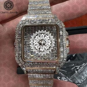 Montre de luxe pour homme Charm Jewells, boîtier carré en acier inoxydable 40 mm, cadran en verre cristal, bracelet 20 cm, mouvement mécanique, étanche 10 bars - Product Image 1