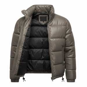 Veste d'hiver matelassée en cuir d'agneau véritable structuré, conçue pour résister aux conditions extrêmes, gardant la flexibilité et la chaleur. - Product Image 5