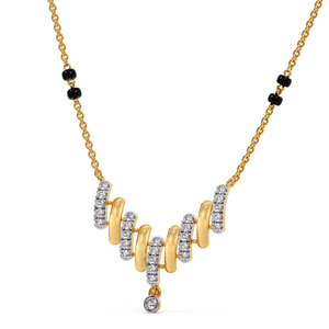 Collar Mangalsutra con Diseño Geométrico de Ondas Arquitectónicas y Diamantes - Product Image 2