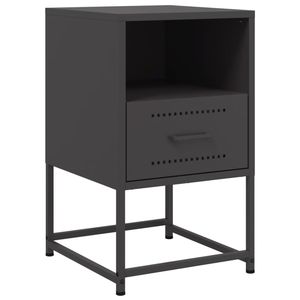 Mesita de noche rectangular mediana de acero negro - Product Image 2