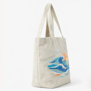 Sac de plage en toile de coton beige grand format, réutilisable, vierge, pour livres et courses, prix promotionnel de gros - Product Image 4
