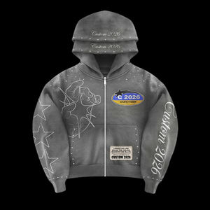 เสื้อฮู้ดดี้โอเวอร์ไซส์ผ้าฟลีซคอตตอน 100% พิมพ์ลายตามสั่ง OEM สำหรับฤดูหนาว ทรงปกติ ปักลาย  ชุดลำลองใส่สบายๆ  รักษ์โลก สไตล์สตรีทแวร์ - Product Image 4