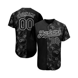 Camiseta de Béisbol Auténtica Personalizada con Diseño de Patrón 3D en Blanco y Negro para Billar y Snooker de 8 Bolas - Product Image 1