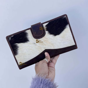 Cartera de cuero de vaca de gran tamaño para mujer, monedero de cuero auténtico, tarjetero, Occidental, al por mayor, cartera oculta para el pelo - Product Image 1