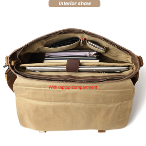 Sac messager en toile, couleur unie, fermeture à boucle, sangle réglable, durable, style classique, sac pour ordinateur portable unisexe, toutes saisons - Product Image 4