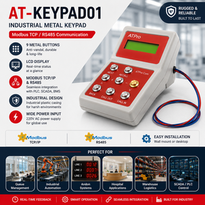 แป้นพิมพ์โลหะอุตสาหกรรม 9 ปุ่ม พร้อมจอ LCD |   AT-KEYPAD01 |   โมดบัส ทีซีพี/อาร์เอส485 |   โรงงาน OEM - Product Image 1