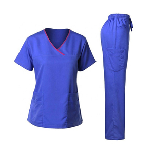 Hot Sell Stand Collar Work Wear Elastic Custom logo Hospital Uniforms Scrubs Unisex Medical Lab <b>Coats</b> Scrubs Uniform Set - Product Image 6