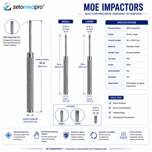 ชุดเครื่องมือผ่าตัดกระดูกและข้อขนาดใหญ่และขนาดเล็ก MOE Impactor 10 นิ้ว 22.2 ซม. แบบแมนนวล Zetomed Pro - Product Image 4