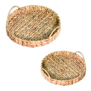 Handcrafted WATER HYACINTH <b>TRAY</b> FRUIT STORAGE BASKET with Iron Frame Handmade Home Decor Organizer - Product Image 1