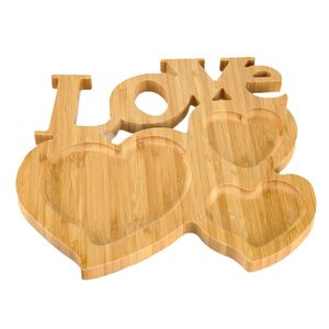 Plateau de service en bois en forme de cœur avec porte-bougie chauffe-plat, plateau familial pour le petit-déjeuner - Product Image 6