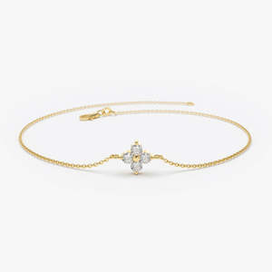 Trendy Vintage Clover Round Brilliant moissanite Gemstone Bracelet 925 Sterling Silver <b>Solid</b> <b>Gold</b> Plated For Girls And Women - Product Image 2