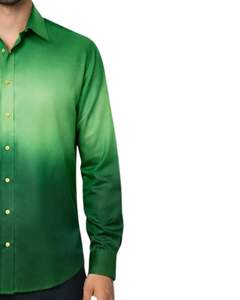 Chemise Formelle Homme Vert Émeraude Ombré en Coton Premium à Manches Longues Boutonnée Style Smart Casual Fabrication Personnalisée Fournisseur OEM - Product Image 4