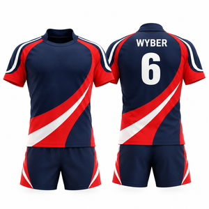 Custom Wholesale <b>Mens</b> Rugby Jersey Set Breathable Durable Quick Dry OEM Professional Printed Sublimated Team Rugby Shirt Shorts - Product Image 1