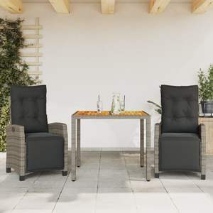 Ensemble de salle à manger de jardin en rotin gris foncé 2 places, résistant aux intempéries, mobilier d'extérieur au design contemporain - Product Image 1