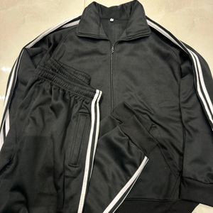 Ensemble de survêtement décontracté pour homme 100 % coton, à manches longues, avec capuche, veste et pantalon de jogging – Tenue 2 pièces unie - Product Image 3