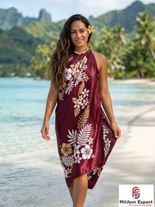 Paréo Hawaïen en Satin Tissé, Sarong Polynésien Imprimé Floral, Vêtement de Plage Léger, Couverture d'Été, Fabrication Personnalisée - Product Image 2