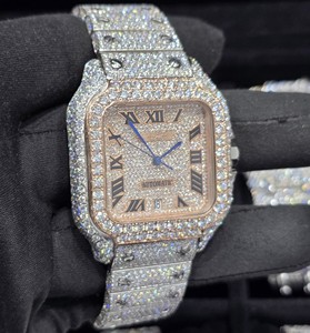 Montre-bracelet automatique de luxe pour homme avec diamants Moissanite VVS, cadran saphir 20 mm, affichage à aiguilles, verre entièrement en acier inoxydable - Product Image 3
