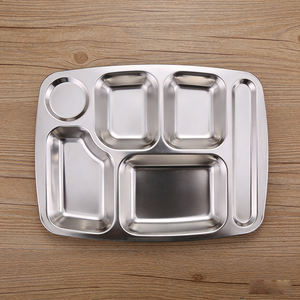 Plato de servir de acero inoxidable, apto para alimentos, vajilla de cafetería, utensilio de cocina, organizador de comidas, reutilizable, resistente al óxido, para hotel - Product Image 4