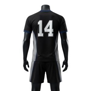 Ensemble short et maillot de netball sublimé noir et gris pour homme – Vêtements de sport légers en polyester pour l'entraînement et les matchs - Product Image 2